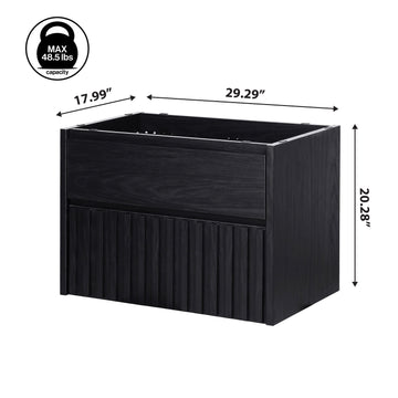 Sherwin Slat Modern Coastal 2-Drawer Wall Mounted Bath Vanity Cabinet Only (Sink Basin Not Included) - JONATHAN Y